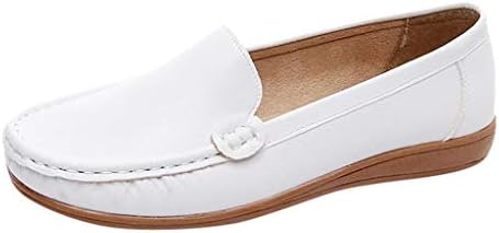 Women's Warm Retro Leather Bow Peas Breathable Wild Solid Peas Work Moccasins Slip-On Driving Loafers Antiskid Platform Shoes Comfy Running Trainers Jogging Fitness Athletic Walking Outdoor