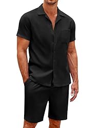 COOFANDY Men's 2 Pieces Short Sets Shirts Short