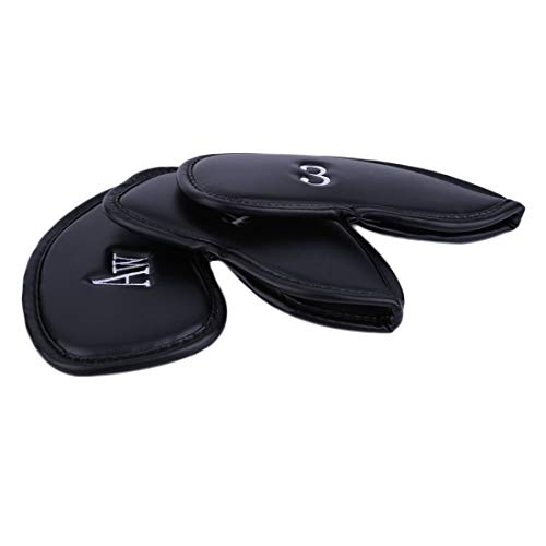 12pcs PU Leather Golf Club Iron Putter Head Cover Protecting Set Black Golf Sports Accessories Universal Irons Outdoor Golf - Black
