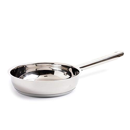 Jean-Patrique Stainless Steel Frying Pan - 24cm | A Round Stainless Steel Frying pan with Easy-Pour Rims and deep Sides. Suitable for use with Any Oven or hob | from