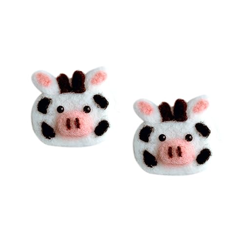SKISUNO 2pcs Felt Cow Hair Clip Embellishments DIY Headband Appliques for Sewing Craft Accessories Gift