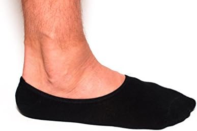Men's No-Show Socks by The Seamster Company - Cotton Non-Slip (Black 6 Pack)