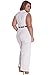 roswear Women's Plus Size Plunge Neck Button Up Dressy Jumpsuits White X-Large
