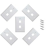iMBAPrice 2 Port Keystone Jack Wall Plate 1-Gang - White (Pack of 5)