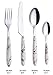 Exzact EX07-24 pcs Flatware Cutlery Set - Stainless Steel With Color Handles - 6 x Forks, 6 x Dinner Knives, 6 x Dinner Spoons, 6 x Teaspoons (Marble x 24)