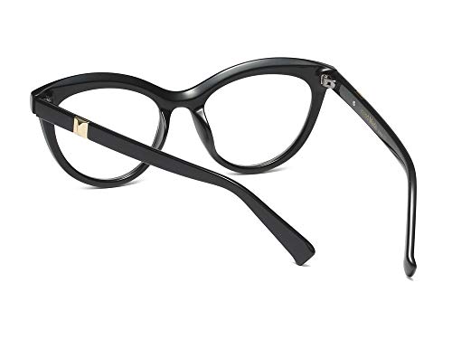 Allt Vintage Cat Eye Optical Eyewear Half Tinted Frame Mod Eyeglasses with Clear Lenses for Women (Black) - Thumbnail 2