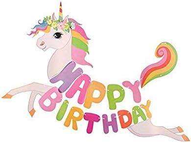 Party Rockers Happy Birthday Unicorn Banners Flags Double-Layer Unicorn Garland Decor for Baby Birthday Decoration / Unicorn Theme Decoration / Unicorn Birthday Banner / Unicorn Birthday Decoration