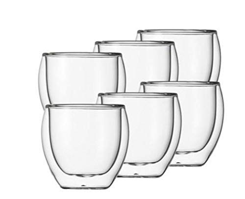 Klasique Doppelwandige Gläser Doppelwandglas 250 ml, Thermoglas mit Schwebeeffekt im 6er Set + Doppelwandiger Krug… – Bild 3