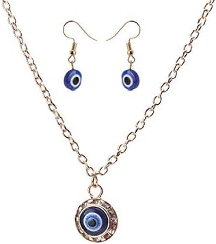 Party Jewelry Alloy Round Evil Eye Necklace Gold Color Link Chain Necklace for Girl Women Fashion Jewelry
