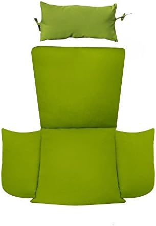 Island Gale Patio Chair Cushion Replacement with Head Pillow for Outdoor Furniture Hanging Swing chair by, Removable Cover, with Attached ties (Green)