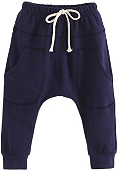 Verypoppa Little Boys Girls Harem Pants Hiphop Elastic Waist Cotton Trousers with Pockets