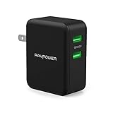 USB Quick Charger, RAVPower 36W Quick Charge 3.0 Wall Charger, Dual USB Plug for Galaxy S10+ S9+ Note 10+ Note 9+ Note 8, LG G6 V30, Google Pixel/Nexus, HTC 10, iPhone 11 Pro Max XS Max XR X 8 7 Plus
