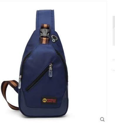 Men's chest bag casual Messenger bag tide men's sports shoulder bag college shoulder waterproof bag dark blue