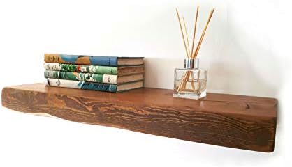 FLOATING SHELVES RECLAIMED SOLID WOOD RUSTIC WALL SHELF IN MEDIUM OAK FINISH 3.5 FT LONG - PERFECT FOR LIVING ROOM, KITCHEN, BATHROOM, OFFICE
