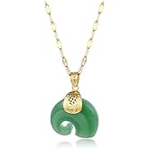 emmandsophie Jade Elephant Necklace | Vintage Style Jade Necklace for Good Luck| Whimsical Lucky Green Jewelry | Layerable Chinese Jewelry | Women Gift Idea