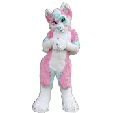 PROPSCOS Halloween Long Fur Husky Dog Fox Fursuit Furry Mascot Costume Suit