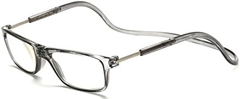 Adjustable Front Connect Reader Click Magnetic Reading Glasses Rectangle Clear 200