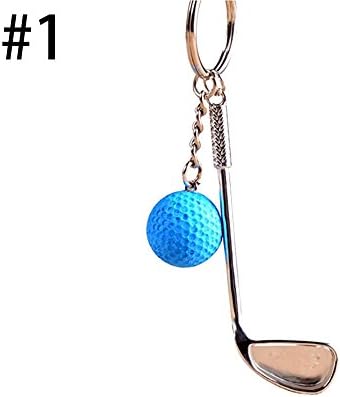 Taloyer Creative Metal Golf Ball Key Chain Bag Pendant Ball Fan Supplies Gifts Sports Souvenirs (Multi)