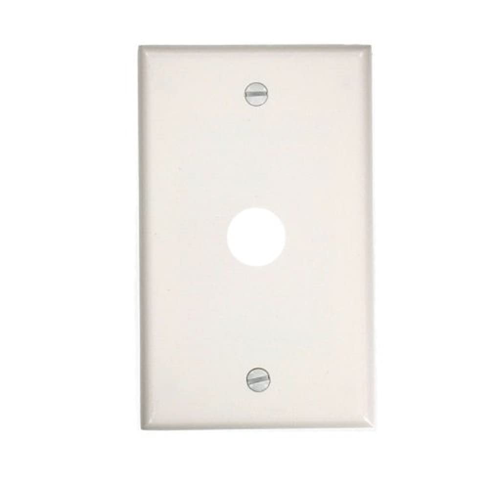 Photo 1 of Leviton 1-Gang .625-Inch Hole Device Telephone/Cable Wallplate, Standard Size, Thermoset, Box Mount, 88017, White