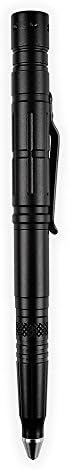 Ballpoint Pen, 3 in 1 Multi-functional Aluminum Pen with Tungsten steel Tip Glass Breaker Tool and LED Flashlight Emergency Gear by Glencreag (Black-Smooth Design)