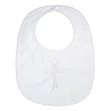 Estamico Infant Baby Boy's Girl's Christening Baptism Embroidered Cross Bib
