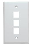 Shaxon BM303WP3-B, 3 Port Single Gang White Keystone Wall Plate