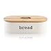 SveBake Metal Bread Box for Kitchen Counter Vintage & Retro Bread Bin with Bamboo Lid, Cream (Included a Free PDF Baking E-BOOK)