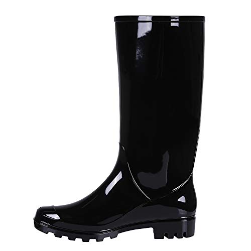 Women's Knee High Rain Boots Narrow Calf Fashion Waterproof Tall