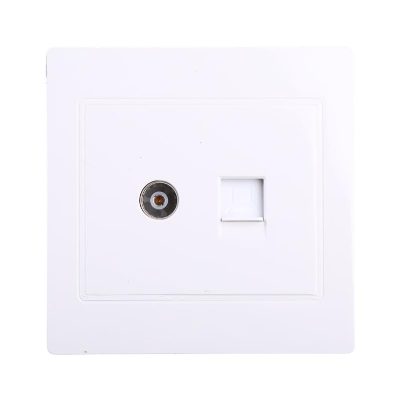 MINGSTORE RJ45 Network Adapter+TV Antenna Coaxial Wall Mount Output Faceplate Panel Socket