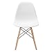 Poly and Bark Modern Mid-Century Side Chair with Natural Wood Legs for Kitchen, Living Room and Dining Room, White