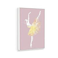 Framed Canvas Home Artwork Decoration Elegant Ballerina Canvas Wall Art for Living Room, Bedroom - 16x24 inches