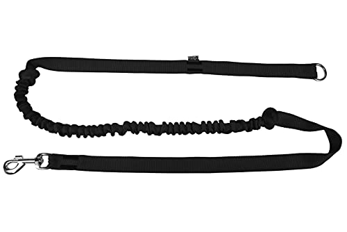 DINGO Canicross Lead with Shock Absorber, 1 Handle, Lightweight, Pull Absorption, Attachable Leash for Running, Sports, Jogging, Training, Polyamide, Handmade, Black (14696-2)