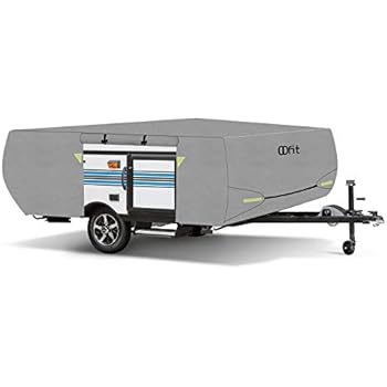 OOFIT Pop Up/Folding Camper RV Cover Fits 10-12 FT, Extra-Thick 4 Layers with Adjustable Front & Rear, Windproof Buckles
