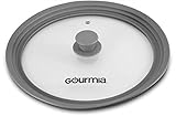 Gourmia GPL9370 Universal Lid for Pots, Pans and Skillets - Tempered Glass with Extendable Silicone Rim - Fits 10.5