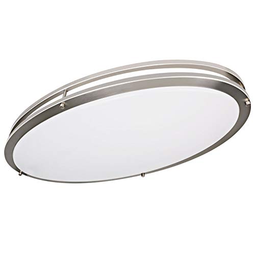 Hykolity 32 Inch Oval LED Ceiling Light, 35W [300W Equivalent] 3100Lm 4000K BN Finish Dimmable Saturn Flushmount Ceiling Light for Bedroom, Restroom, Walk in Closet, Washroom, Living Room