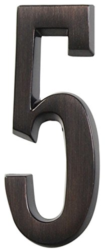 Distinctions by Hillman 843259 4-Inch Die Cast Self-Adhesive House Address Plaque, Aged Bronze, Number 5 - Thumbnail 2