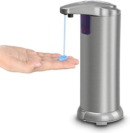 Getue Soap Dispensers Automatic Soap Dispenser Touchless Infrared Sensor Soap Dispenser Electric Soap Dispenser Liquid Soap Dispensers for Bathroom Kitchen (Silver, 300ML)