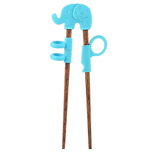 Myhouse Wenge Children's Learning Chopsticks Baby's Cartoon Training Chopsticks (Blue Elephant)