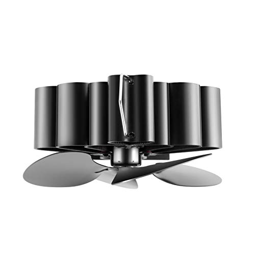 Morinoli 4 Blade Heat Powered Stove Fan for Wood/Log Burner/Fireplace,Eco Friendly and Efficient Fireplace Fans,Black,Crown