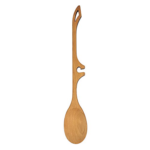 Jonathan's Family Spoons 11-Inch Lazy Spoon With Spoon Rest Notch, Handmade Cherry Wooden Spoon Kitchen Utensil For Cooking, Mixing And Serving