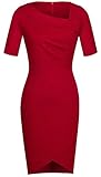 HOMEYEE Women's Vintage Wear to Work Short Sleeve Red Cocktail Party Dress B327