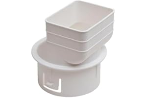 K-TEC GUTTER SUPPLY 2"x3"x4" Downspout Drainage Adapter for 2 inch x 3 inch downspout to 4" Round Drain Pipe - Universal Design to Fit All Types of 4" Round Drain Pipe Tile (2x3x4) White