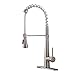 VAPSINT FST044L-D High-Arch 360 Degree Lead-Free Spring Single Handle, Pull Out Kitchen Sink Faucet (with Deck Plate), Brushed Nickel 44-D
