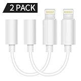 2 Pack iPhone Headphone Adapter, Compatible with iPhone 7/7Plus iPhone XR/X/Xs/Xs MAX Adapter Headphone Jack, Lightning to 3.5 mm Headphone Adapter Jack Compatible with iOS 11/12
