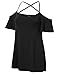 YesFashion Women Solid Flounce Short Sleeve Off-The-Shoulder Tops T-shirt