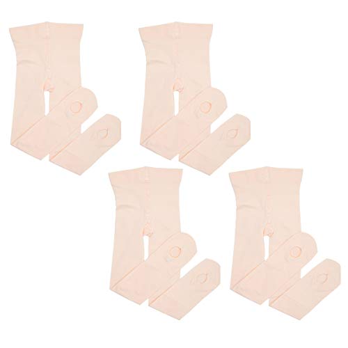 WEWINK PLUS Girls Ballet Tights 3 Pairs Dance Ballet Ultra Soft Pro Ballet Footed Tights with Holes (4 Pack Pink, Child L Age 8-12 (125-140cm))