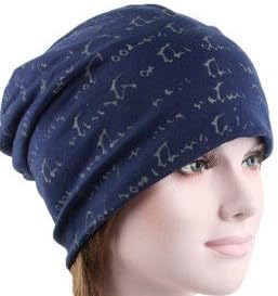 HC Navy Blue Gray Inspirational Slouchy Denim Look Lightweight Chemotherapy Hat Chemo Sleep Cap for Women Cancer Patients Unisex