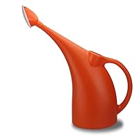 GAIBO Plastic Watering Can, Indoor Watering Pot with Long Spout Modern Style for Garden Plants Flowers Office,Orange_2L/0.5GAL