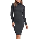 rocorose women's turtleneck ribbed elbow long sleeve knit sweater dress Rocorose Women's Turtleneck Ribbed Elbow Long Sleeve Knit Sweater Dress