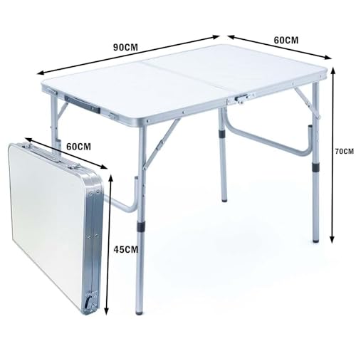 Mesa Maleta Camping Dobrável 90x60cm Ajuste Altura Livre Estável Portátil Alumínio M.R Camping